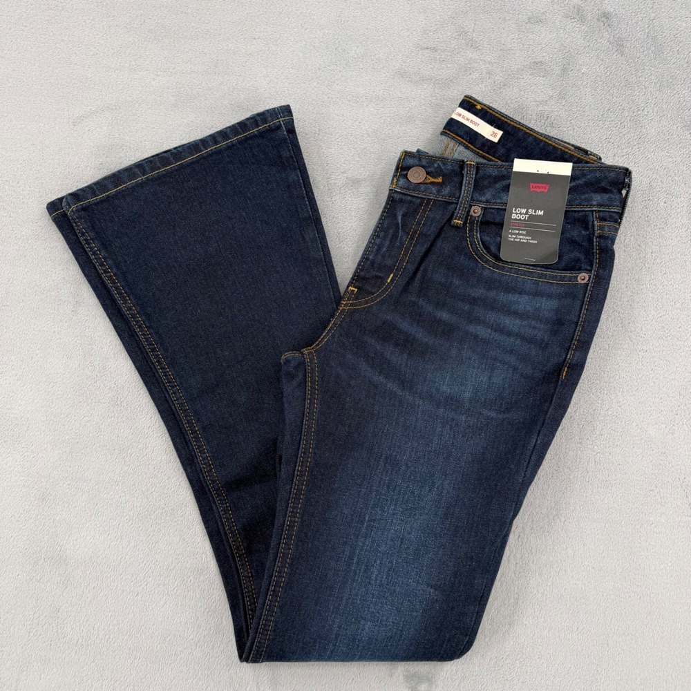 Levis  Premium Jeans Pants Womens W26 L30 Low Slim Boot Dark Wash Stretch